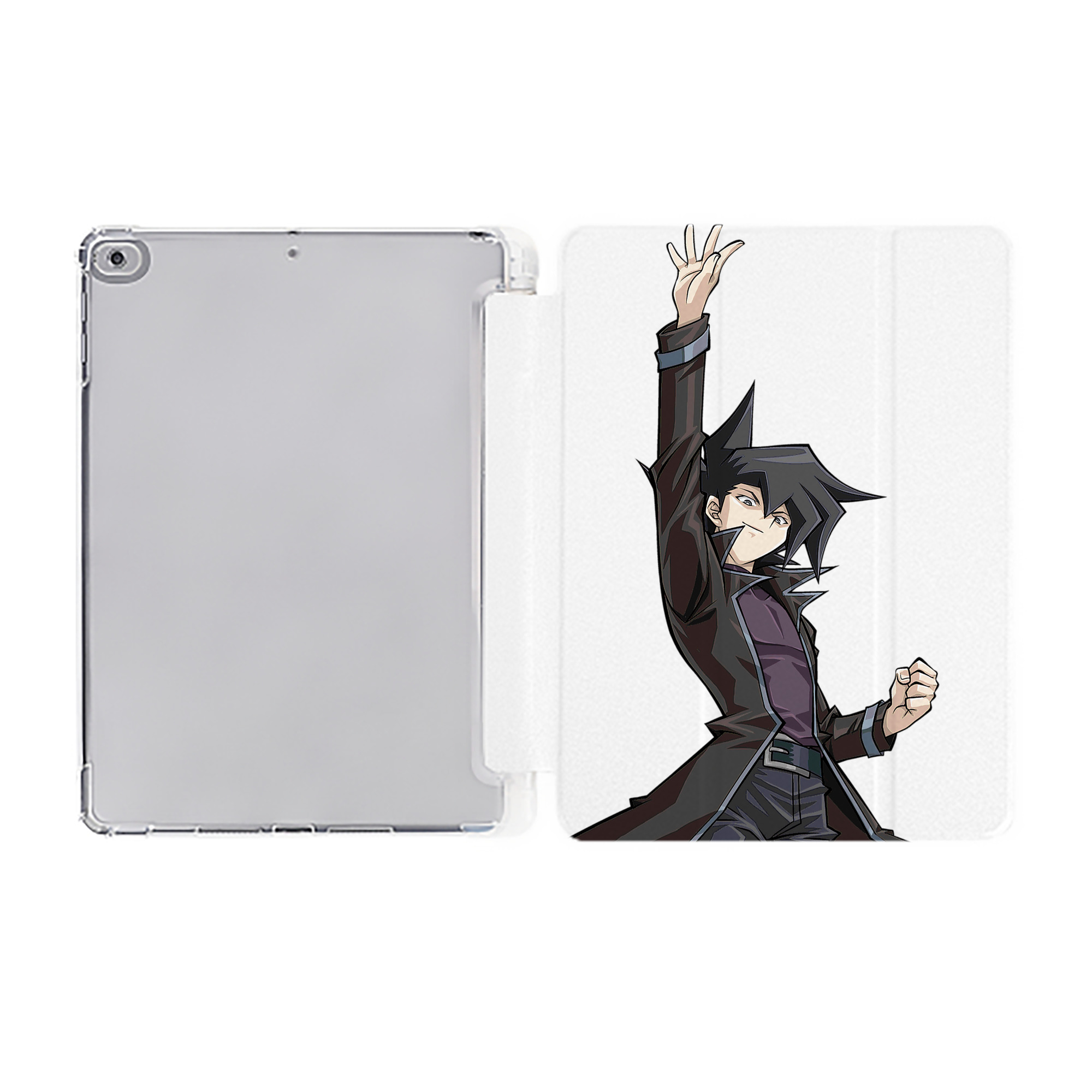 （画像用） 遊☆戯☆王 Yu-Gi-Oh! IPad ケース ペン収納付き 三つ折りスタンド PUレザー×シリコン 対応機種9.5/10.5/10.9インチ
